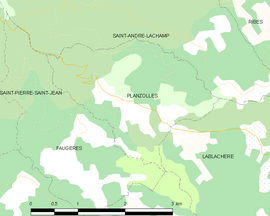 Mapa obce Planzolles