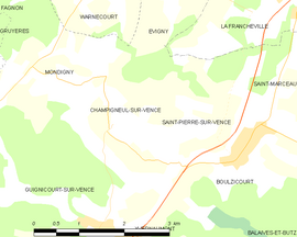 Mapa obce Champigneul-sur-Vence