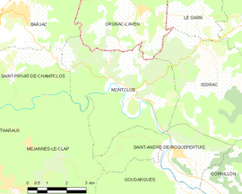 Mapa obce Montclus