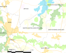 Mapa obce Sainte-Agathe-la-Bouteresse