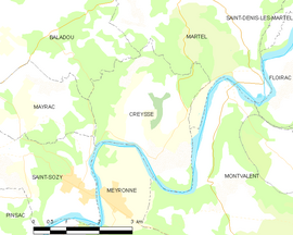 Mapa obce Creysse