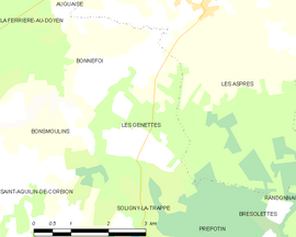 Mapa obce Les Genettes