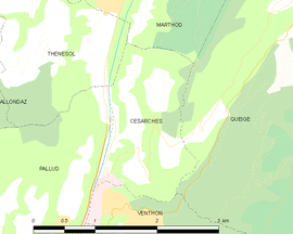 Mapa obce Césarches