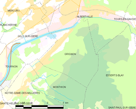 Mapa obce Grignon