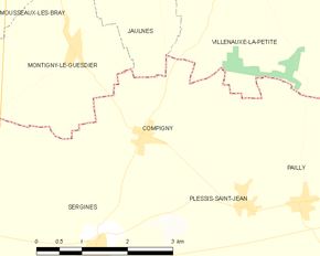 Poziția localității Compigny
