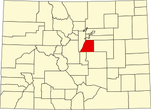 Kort over Colorado, der fremhæver Douglas County