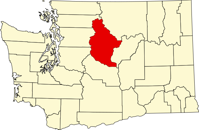 Map of Washington highlighting Chelan County