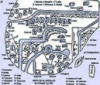 Ano c. 950. Mapa de Alandalus de Ibne Haucal com a sua transcrição. Nele diz: “Este é um rio junto ao qual se encontram lugares […] que pertencem aos musul­manos; chamado de río Tejo, sobre o seu curso há uma cidade [Zamora] que faz fronteira com a Galiza. Este río atravesa Galiza entre Almada e Lisboa, do domínio de al-Andalus, e penetra no Oceano”.[305]