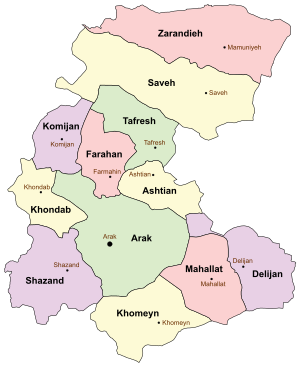 Counties of Markazi Province