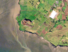 Satellite view of Maungataketake after being quarried (2016)