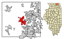 McHenry County Illinois Incorporated and Unincorporated areas Woodstock Highlighted.svg