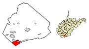 Thumbnail for File:Mercer County West Virginia Incorporated and Unincorporated areas Bluefield Highlighted.svg