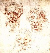 Cabezas grotescas, de Miguel Ángel, ca. 1530.