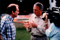 Robert Michelson being interviewed by Alan Alda at the 1995 International Aerial Robotics Competition during the filming of Scientific American Frontiers. Michelson&Alda at IARC.png