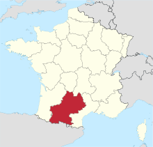 Location of Midi-Pyrénées region in France