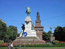 Garibaldi's statue in Milan before Castello Sforzesco