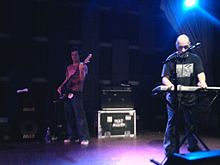 Stevens (left) performs with Dead Milkmen band mate Rodney Linderman in 2010