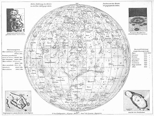 Map of the Moon from the Andrees Allgemeiner Handatlas (1881) by Richard Andree