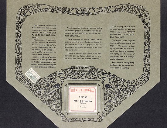 Muiñeira, zarzuela Flor de cardo, 1916, Ricardo Courtier 1865-1922, portada del rollo.jpg