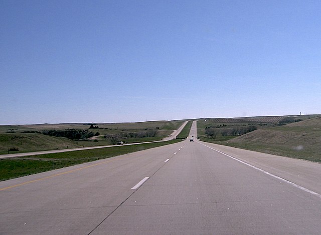 East bound on I-94, the main highway east–west through North Dakota