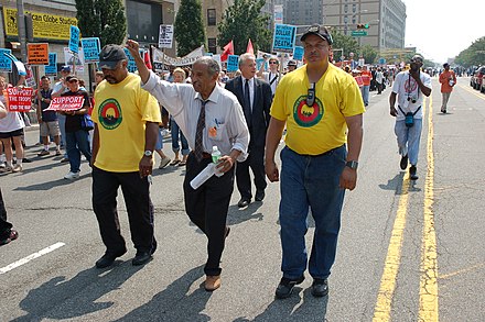Conyers at an anti-war march in Newark, New Jersey, in 2007