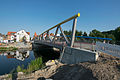 Neue Schwaaner Warnowbrücke - links im Bild letzte Abbrucharbeiten der Behelfsbrücke