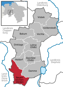 Poziția comunei Neuenkirchen-Vörden pe harta districtului Vechta