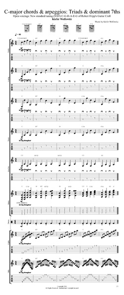 Chord diagrams for new standard tuning New Standard Tuning - C major scale harmonized in sevenths and triads, arpeggios.pdf