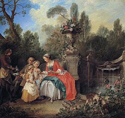 A Lady and Gentleman Taking Coffee with Children in a Garden 1742