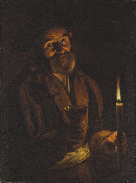 File:Old Man Holding a Candle and a Glass (Adam Coster) - Nationalmuseum - 17472.tif