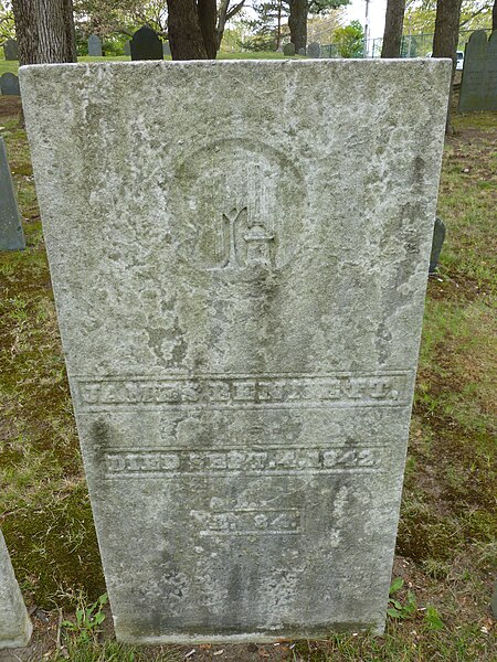 File:Ole Second Parish Burial Ground; Burlington, MA; James Bennett (1842) gravestone.JPG