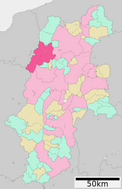 Ōmachin sijainti Naganon prefektuurissa
