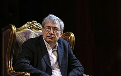 Orhan Pamuk in Rustaveli Theatre, Tbilisi, Georgia, 2014.jpg