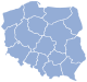 Contour map of Poland indicating modern voivodeships