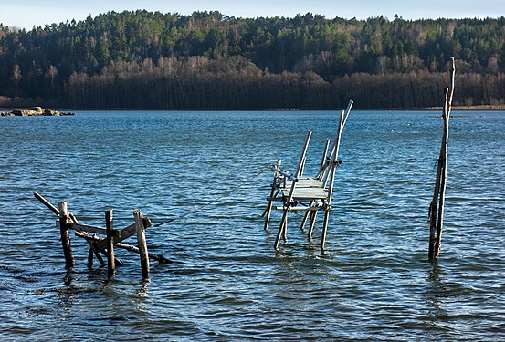 Parts of a collapsed jetty in Norrkila bay