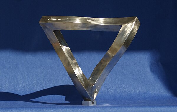 Real Penrose Triangle, Stainless Steel, by W.A.Stanggaßinger, Wasserburg am Inn, Germany. This type of impossible triangle was first created in 1969 b