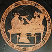 Perséphone et Hadès, médaillon d'un kylix attique, v. 440-430 av. J.-C., British Museum.