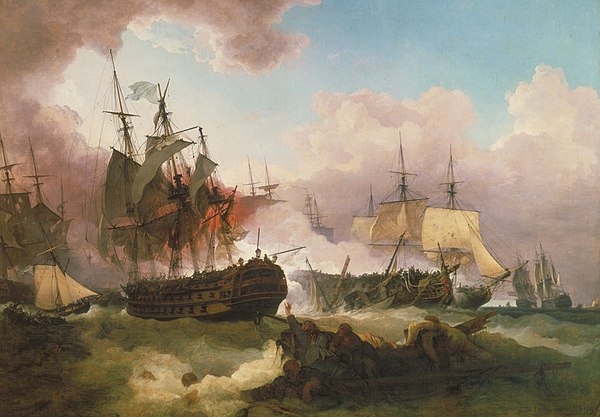 The Battle of Camperdown, painted by Philip de Loutherbourg in 1799.