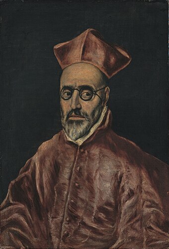 Portrait of Cardinal Fernando Niño de Guevara by El Greco circa 1600 shows glasses with temples passing over and beyond the ears