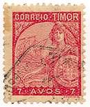 The 1933 series depicting Sao Gabriel Portuguese Timor stamp 7 Avos.jpg