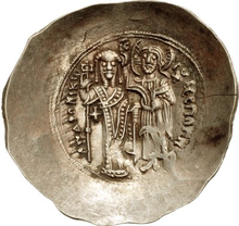 I Andronik Gidos dönəminə aid olan və üzərində Məsih tərəfindən tac taxıldığını təsvir edən gümüş sikkə