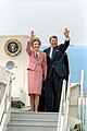The Reagans wave from Air Force One
