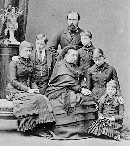 Grand Duke Louis IV with his mother-in-law Queen Victoria and his children.