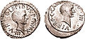 Denar aus dem Jahr 42 v. Chr. mit den Porträts von Lepidus (links) und Octavian