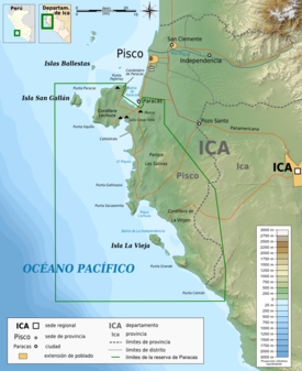 Mappa topografica della Riserva Nazionale di Paracas-en.png