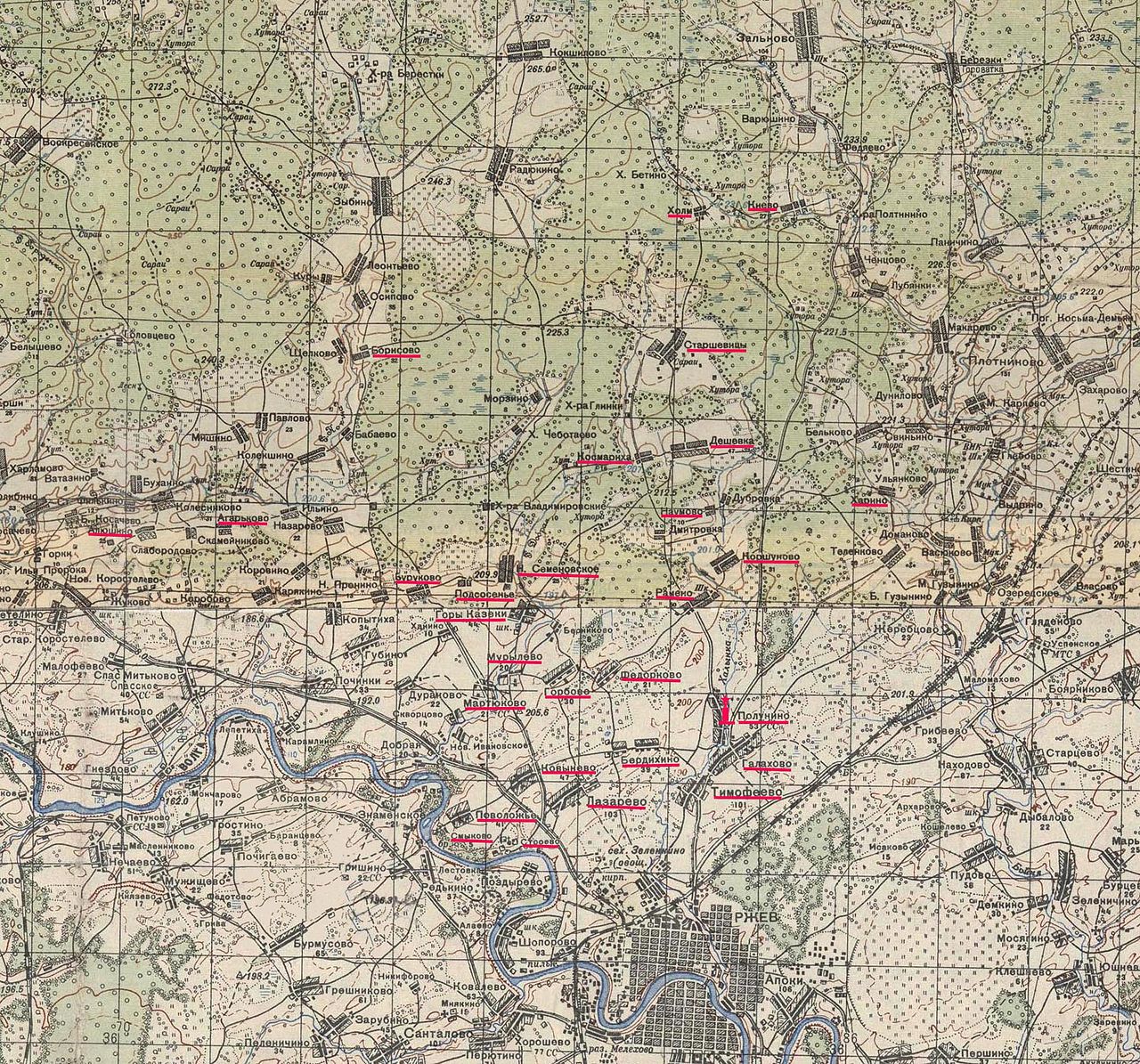 Карта ржевского района тверской области 1942 года