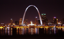 Skyline of St. Louis, Missouri, where, as in most of Missouri, passengers (but not drivers) may possess open containers and drink openly in moving vehicles STLfinal.png