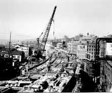 Building the Alaskan Way Viaduct, 1952. Seattle - Alaskan Way Viaduct under construction - 1952.gif