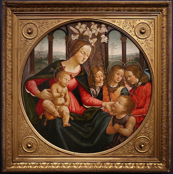 File:Sebastiano mainardi, madonna col bambino, san giovannino e tre angeli, 1490 ca.jpg