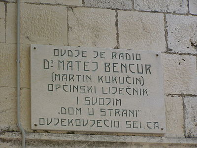 Placa commemorativa a Selca, Croàcia